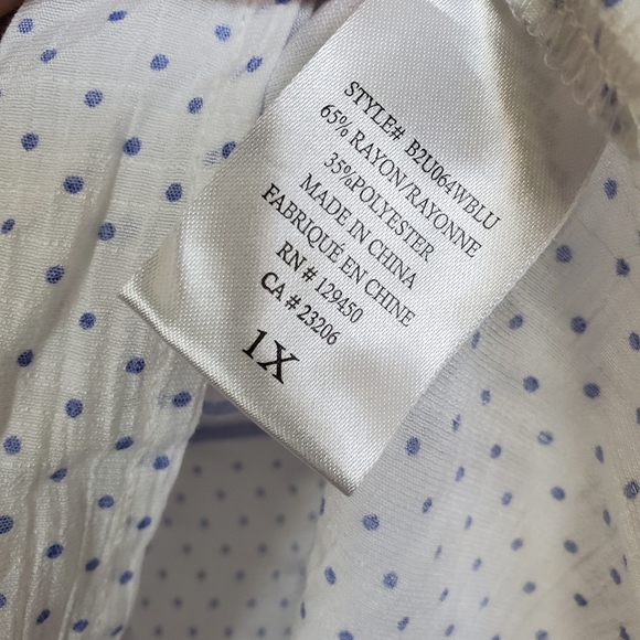 Meera Lane Two-Toned Blue Floral Long Sleeve Blouse Women's Size 1X - Picture 4 of 6